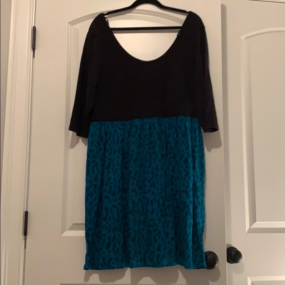 Black dress with blue leopard bottom